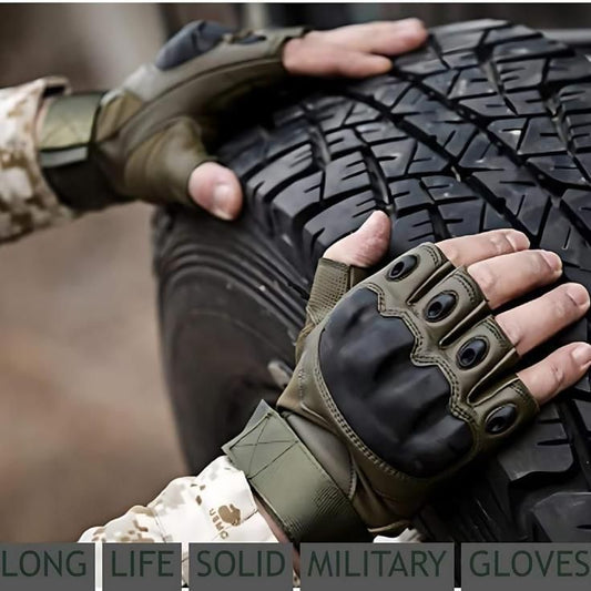 Non-Slip Half Finger Rubber Knuckle Motorcycle Gloves